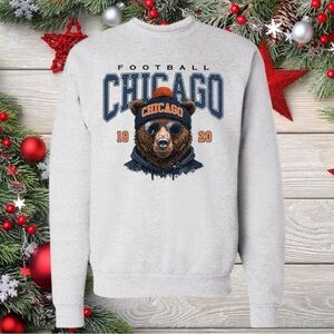 Chicago Bear Graphic Unisex Sweatshirt- Gray
